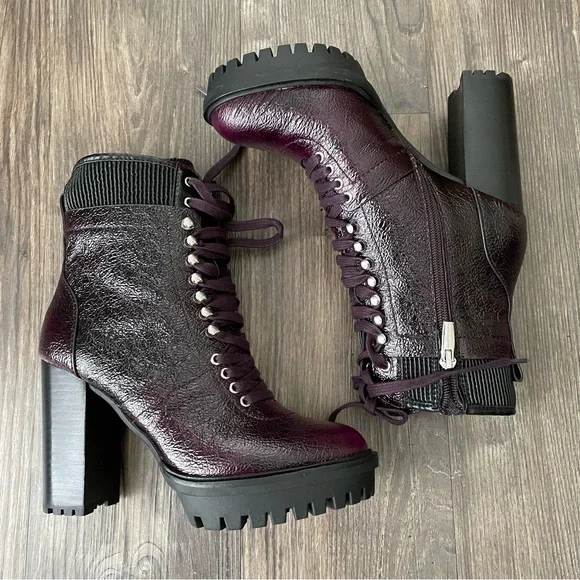 Vince Camuto NEW Deep Plum Colored Platform Ermania Combat Boots - Picture 6 of 14